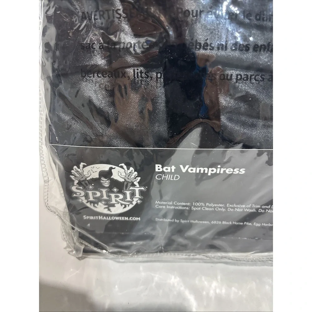 New Girls Bat Vampiress Black & Red Costume Dress Size Large 12-14 SPIRIT